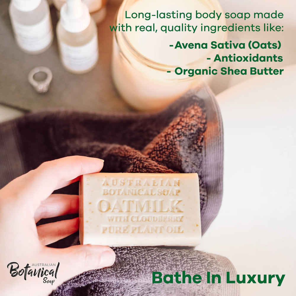 Australian Botanical Soap oat milk cloudberry bar lather shows gentle cleansing