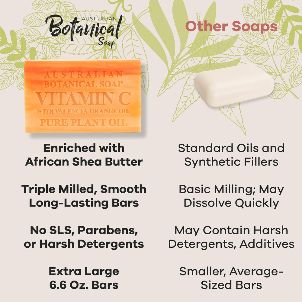 Australian Botanical Soap rich-lather bar provides creamy cleanse and easy rinsing.