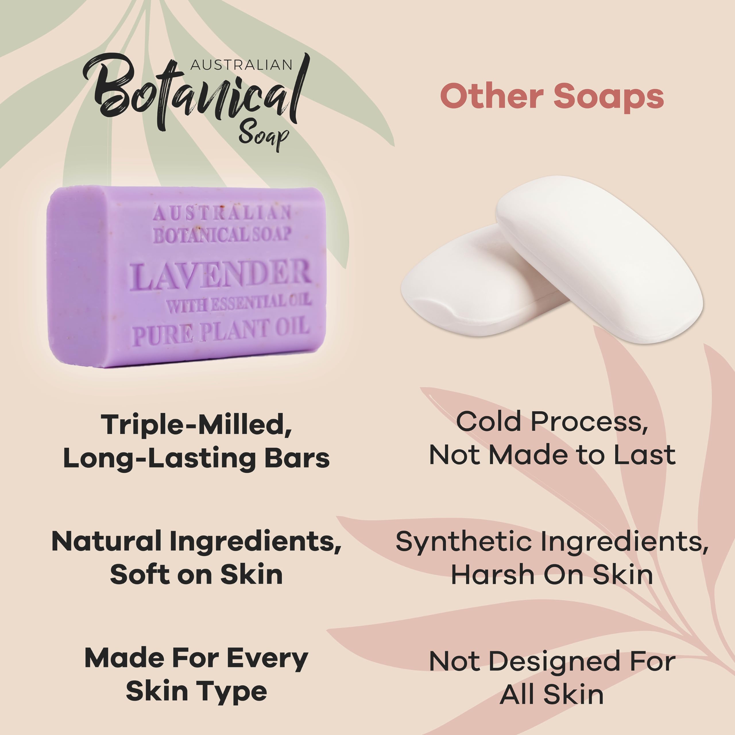 Australian Botanical Soap rinse-clean formula shown leaving no residue after wash.
