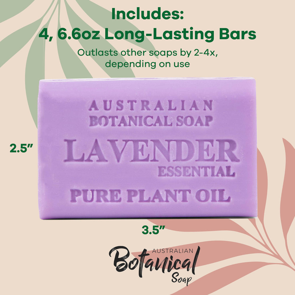 Australian Botanical Soap triple-milled bar highlighting long-lasting, creamy lather.