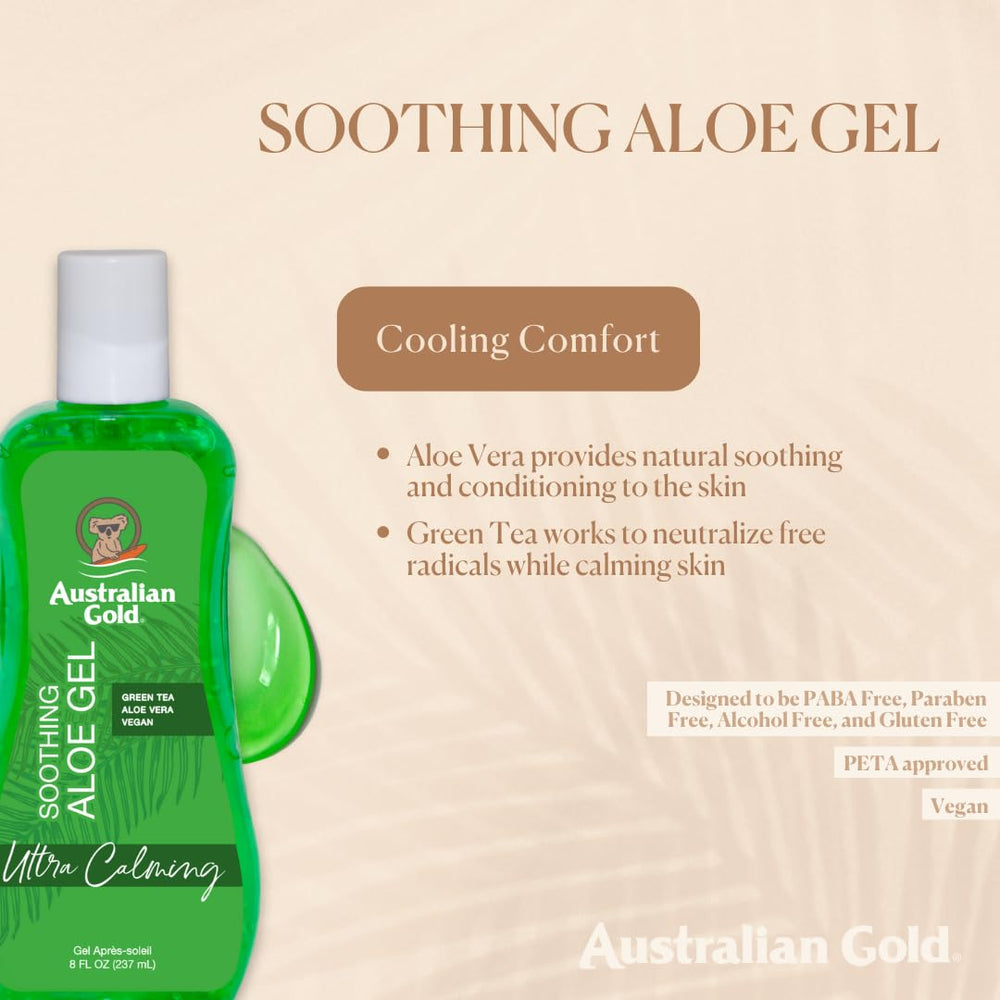 Close-up of aloe vera gel texture from Australian Gold for soothing hydration.