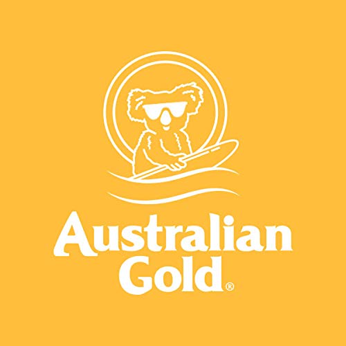 Australian Gold brand signature on bottle for trusted after-sun care.