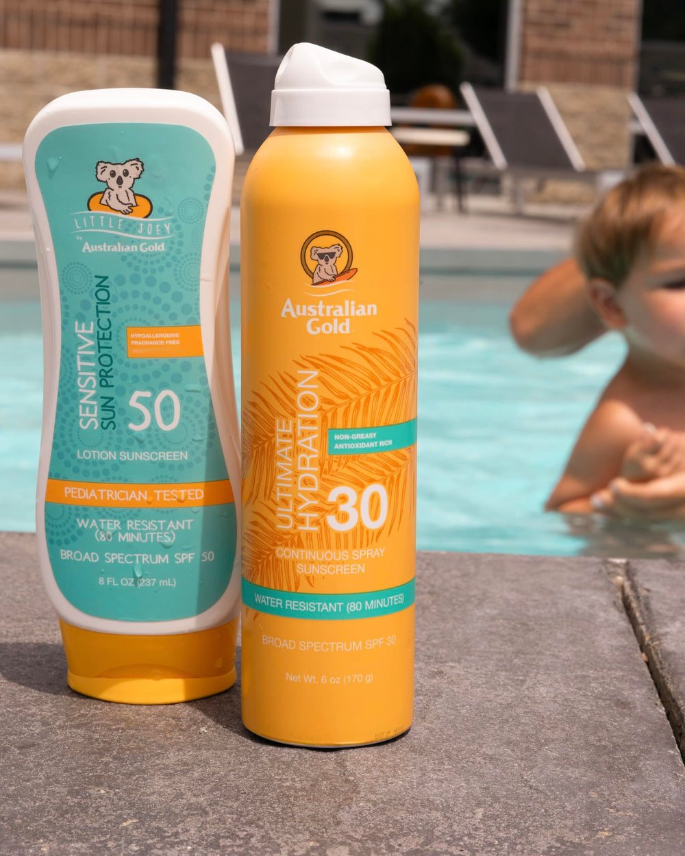 Australian Gold product in use on skin showing broad spectrum coverage
