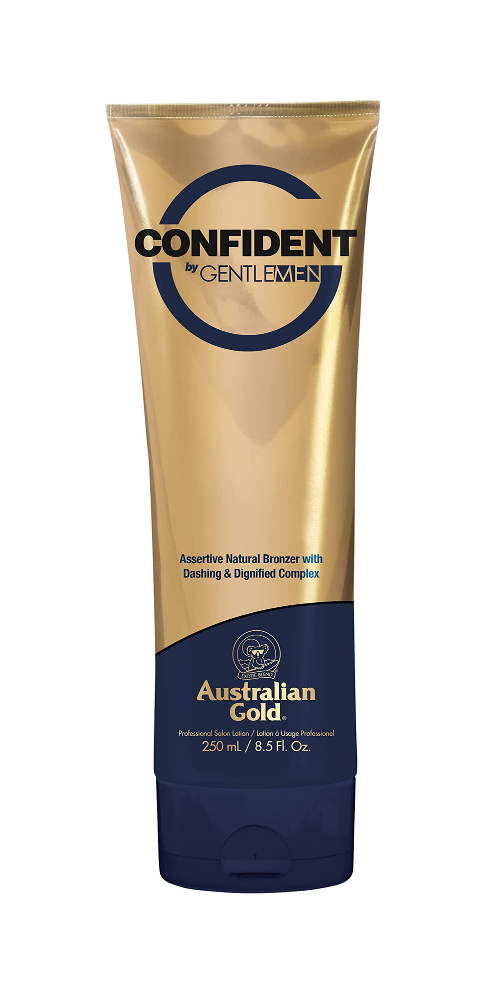 Australian Gold Gentlemen Confident bronzer bottle delivers natural glow with odor-control benefits.