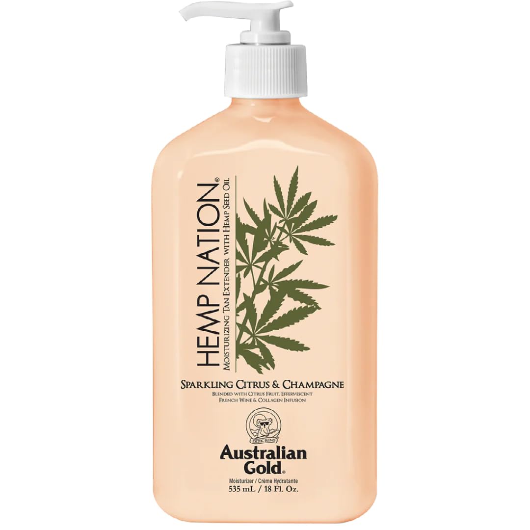 Australian Gold Hemp Nation Sparkling Citrus bottle highlights hydration and sun-kissed skin readiness.