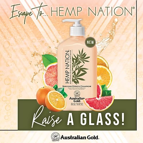 Australian Gold Hemp Nation Sparkling Citrus lotion texture close-up shows silky moisture.