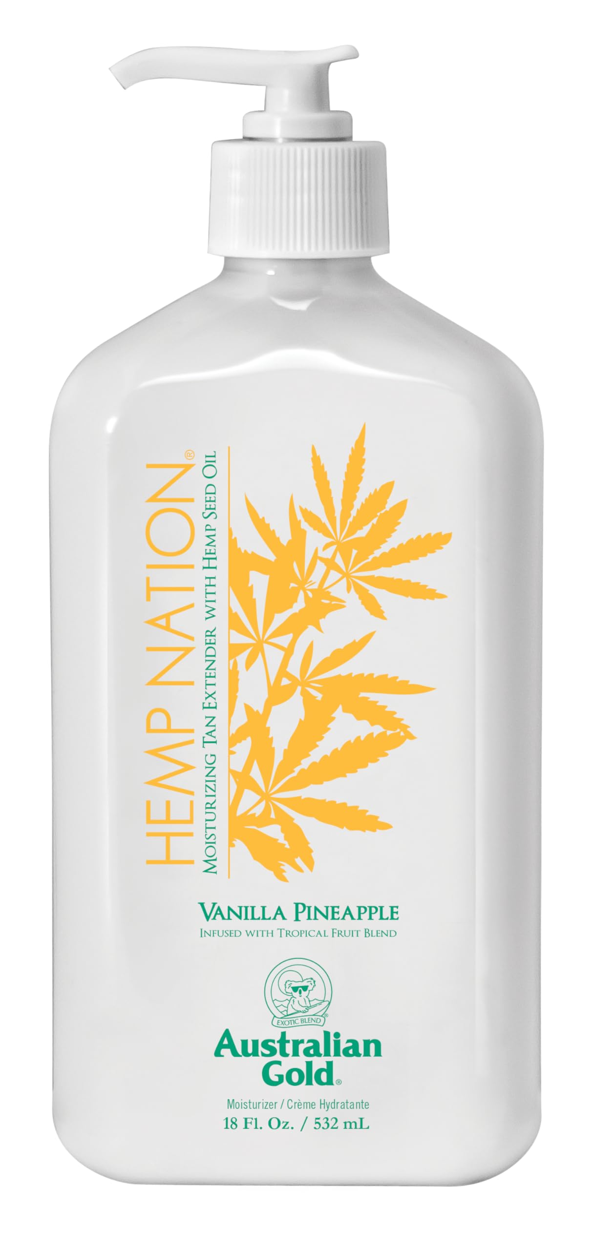Australian Gold Hemp Nation Vanilla Pineapple Tan Extender Lotion bottle for daily hydration
