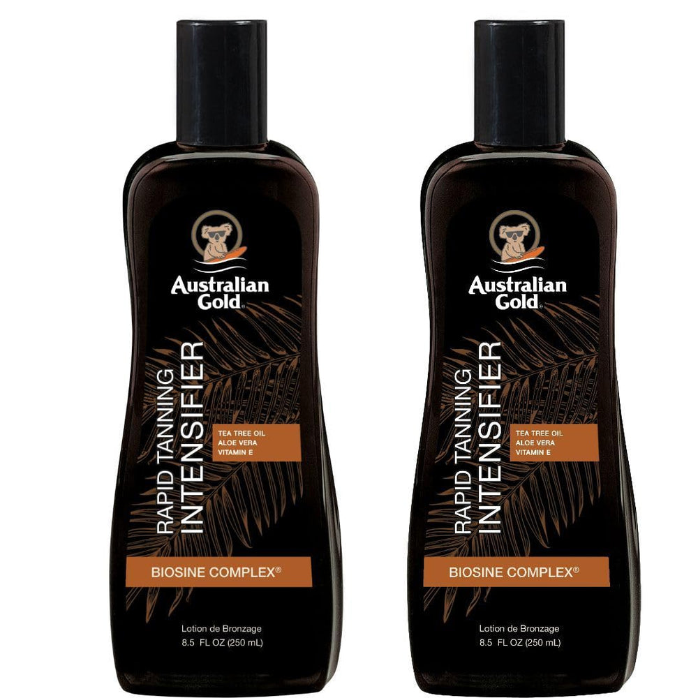 Australian Gold Rapid Tanning Intensifier bottle front highlights premium formula for deeper color