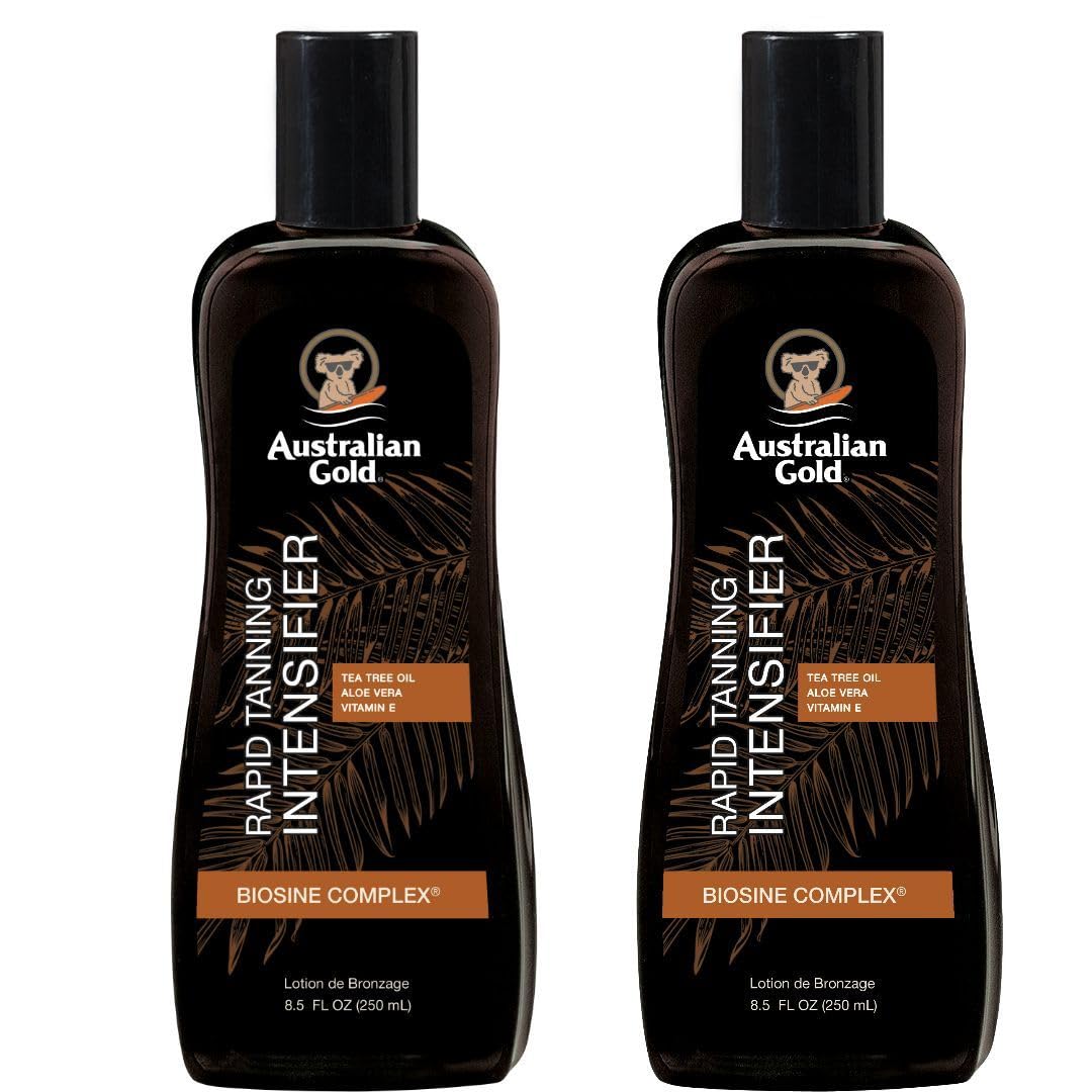 Australian Gold Rapid Tanning Intensifier bottle front highlights premium formula for deeper color