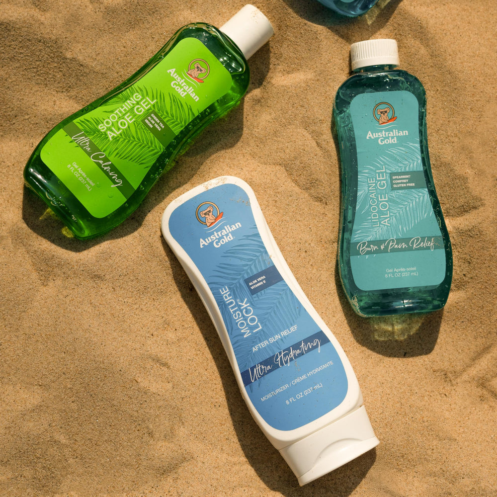 Hydration and nourishment from Australian Gold aloe gel on skin.