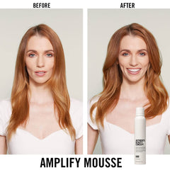 Authentic Beauty Concept Amplify Mousse volume shot demonstrates added body.
