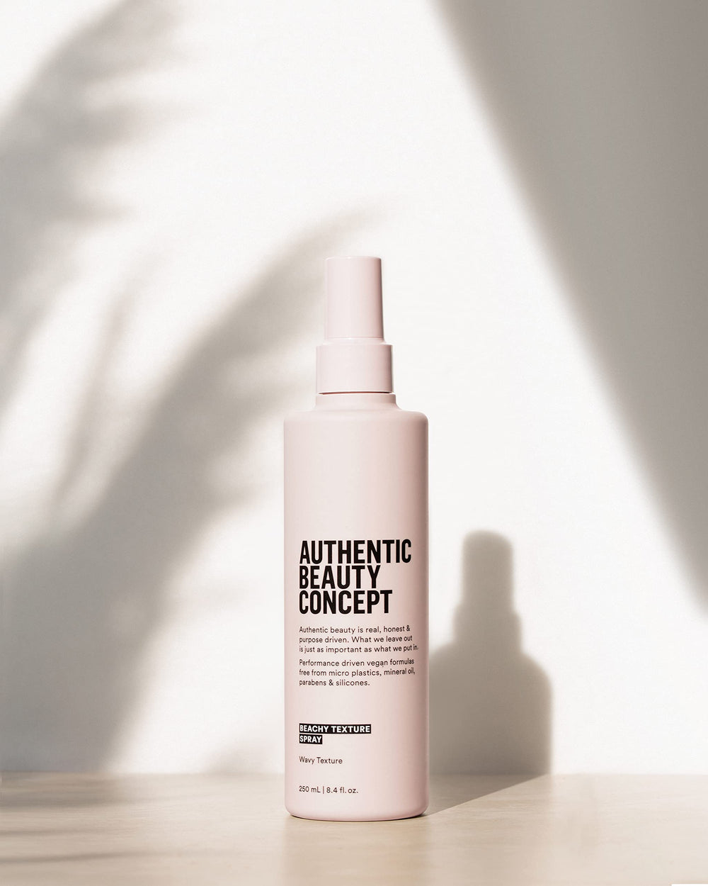 Authentic Beauty Concept Beachy Texture Spray vegan cruelty-free formula supports clean styling.