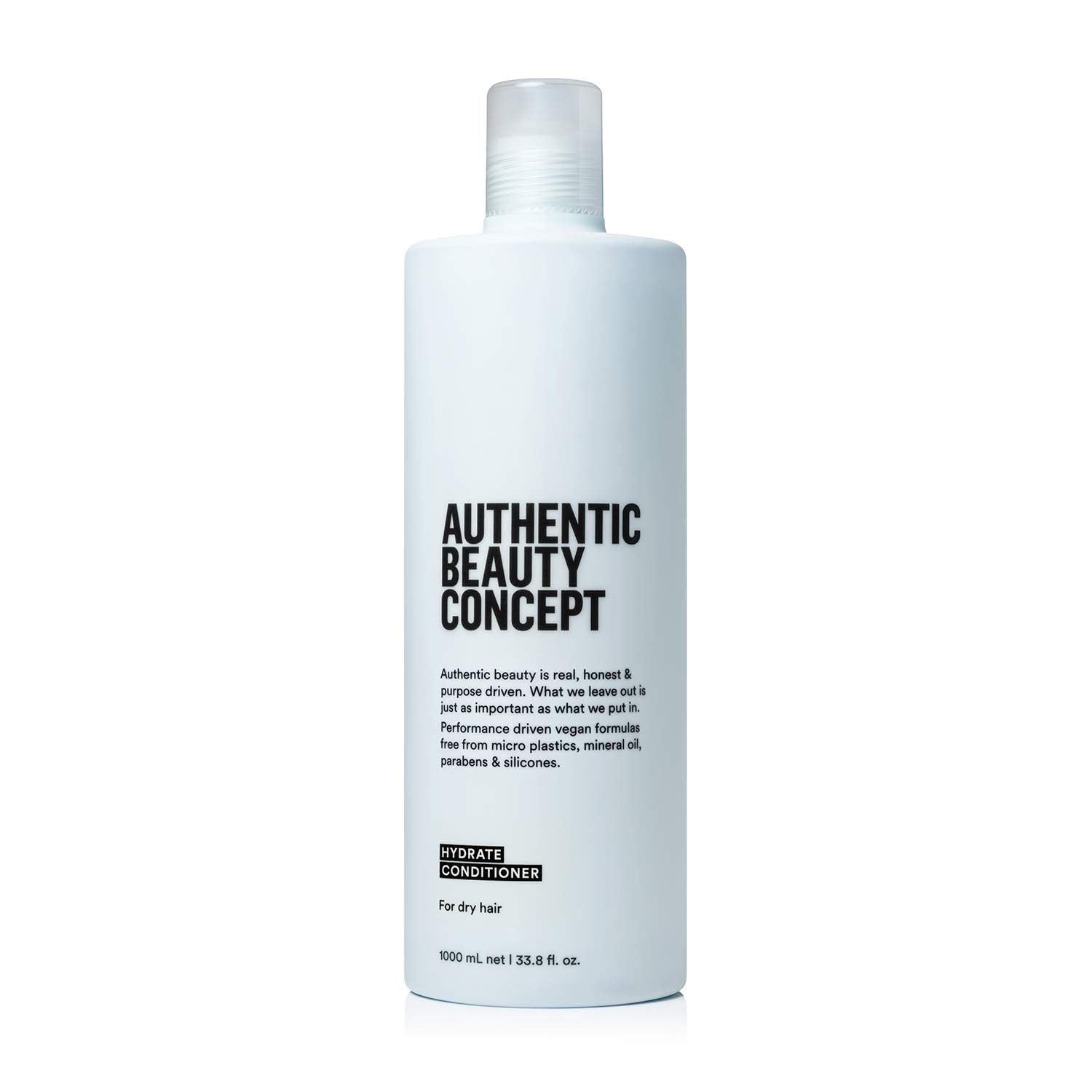Authentic Beauty Concept Hydrate Conditioner bottle delivers lightweight moisture for dry or curly hair.