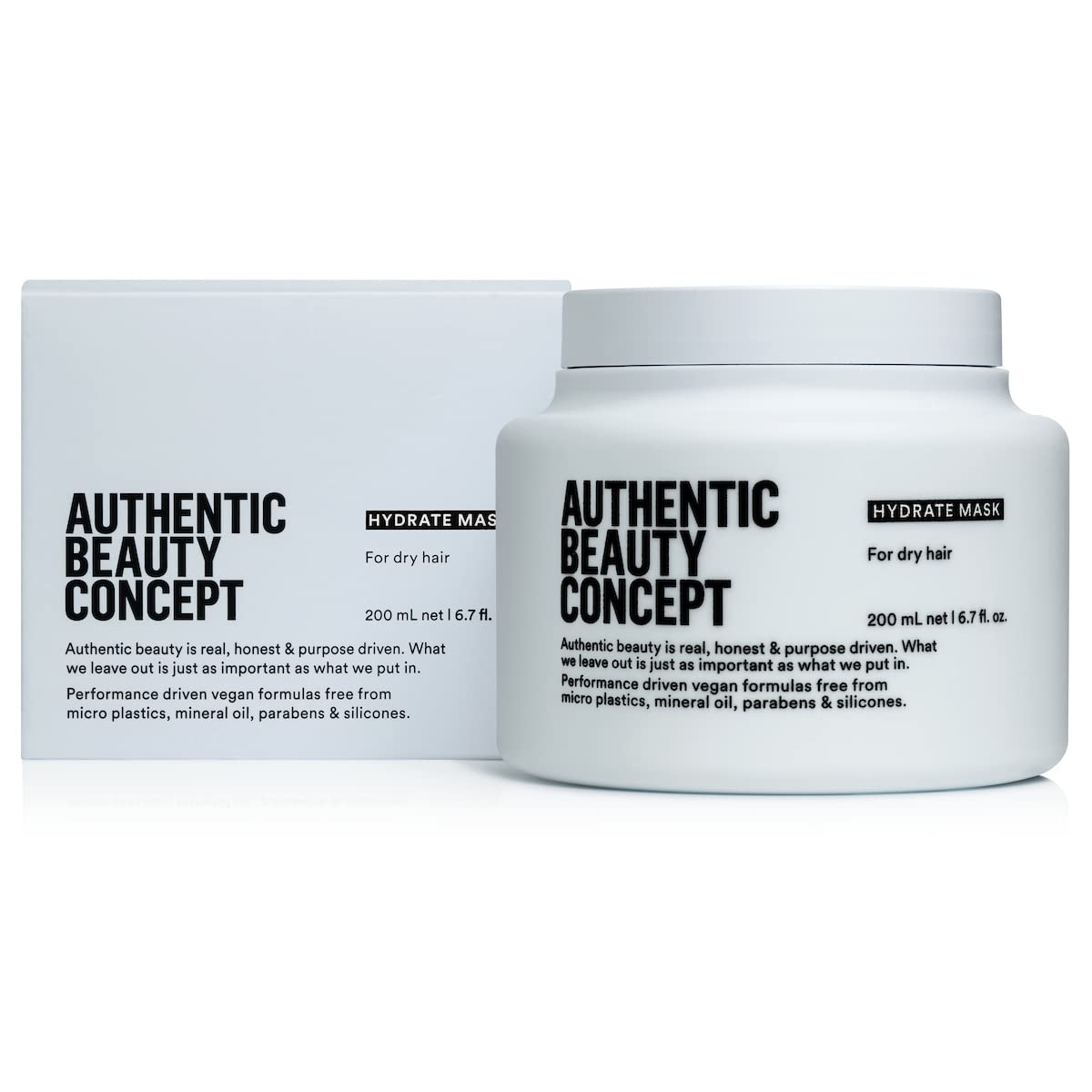 Authentic Beauty Concept Hydrate Mask bottle showing lightweight hydration for hair