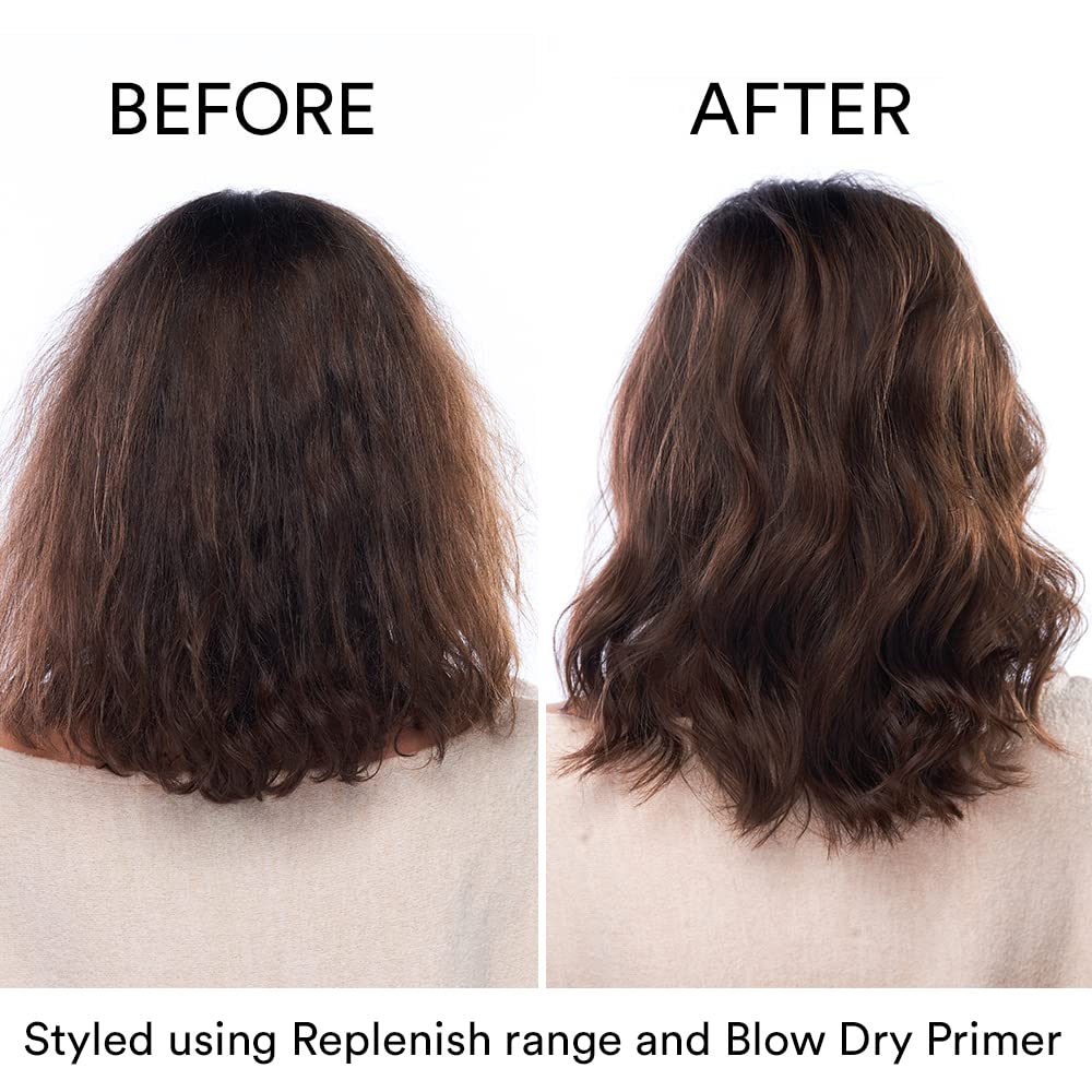 Applying Replenish Mask to towel-dried hair for smoothing and sealing cuticle