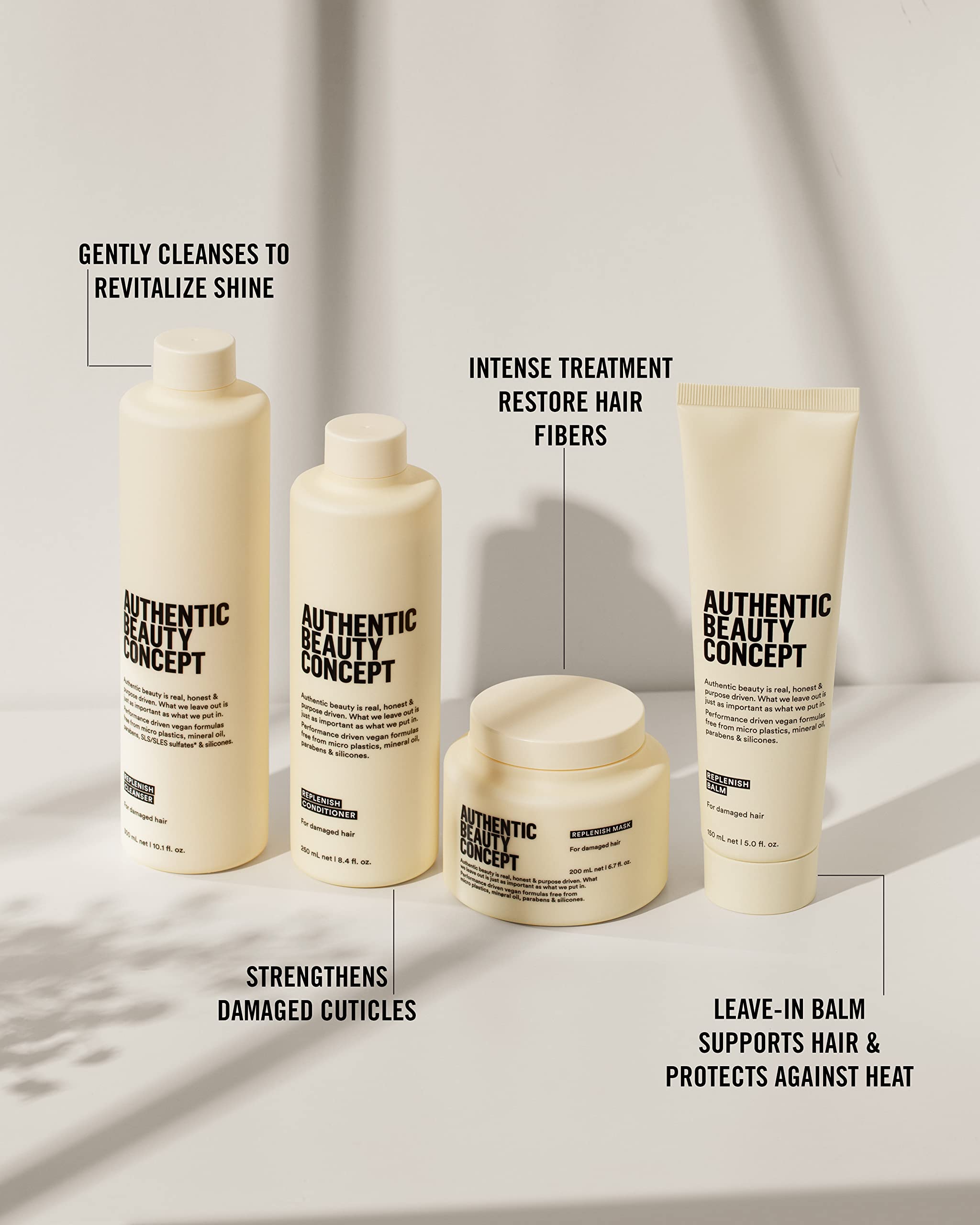 Authentic Beauty Concept Replenish Mask jar close-up, creamy hair treatment
