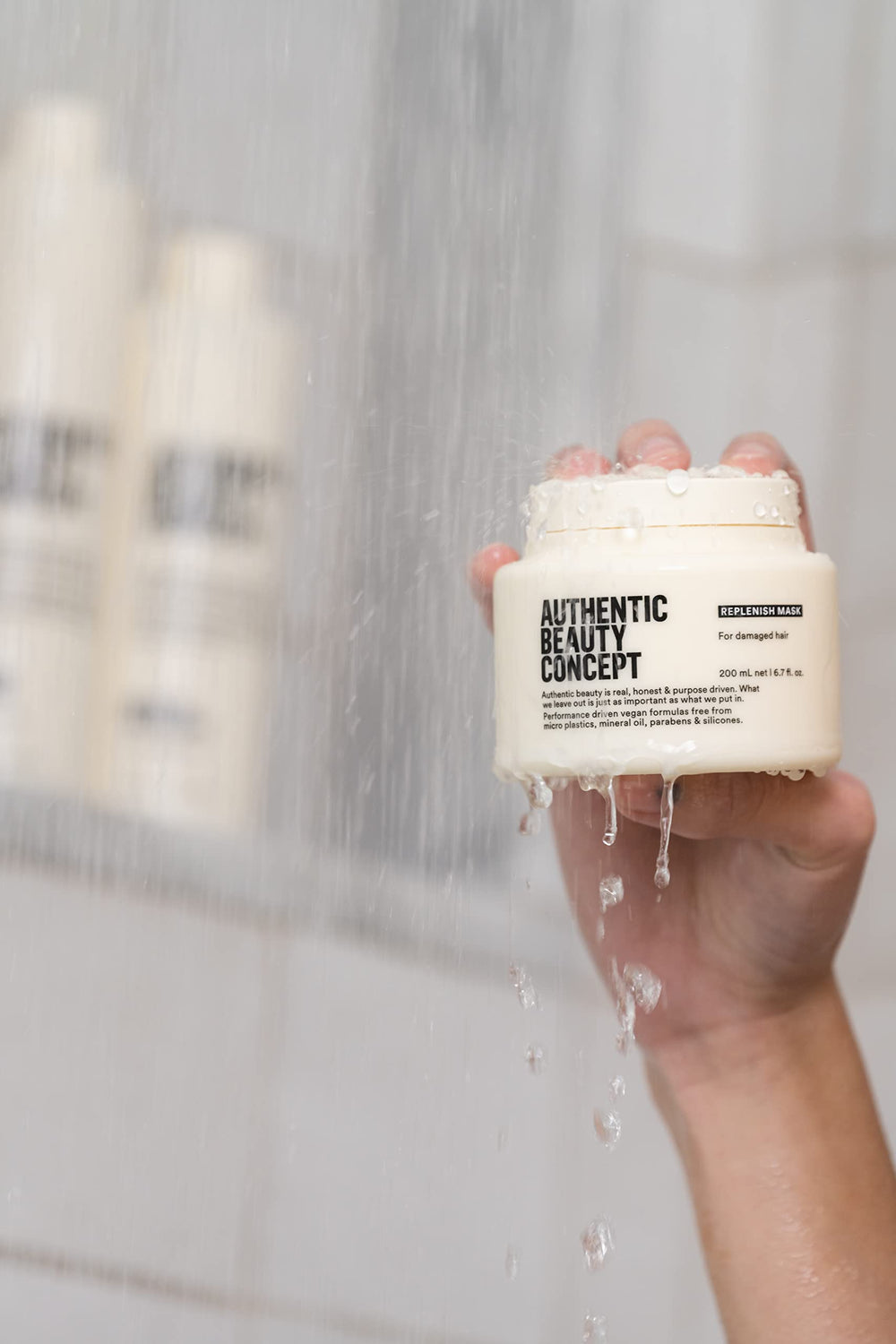 Wet hair with Replenish Mask during treatment to restore softness