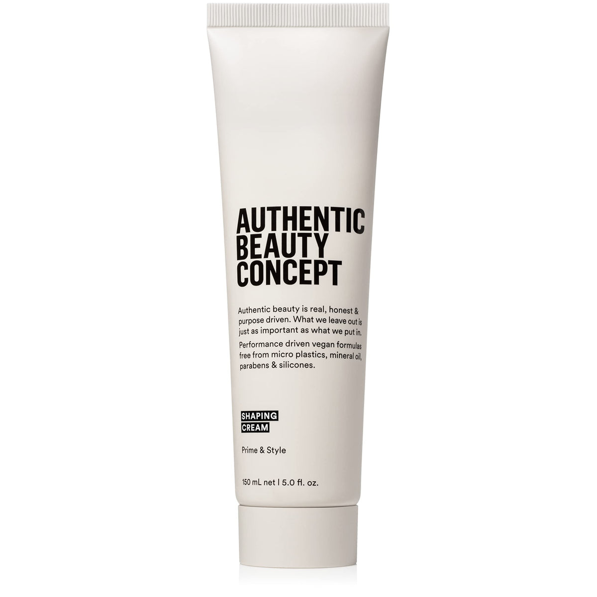 Authentic Beauty Concept Shaping Cream packaging highlights vegan, cruelty-free formula.