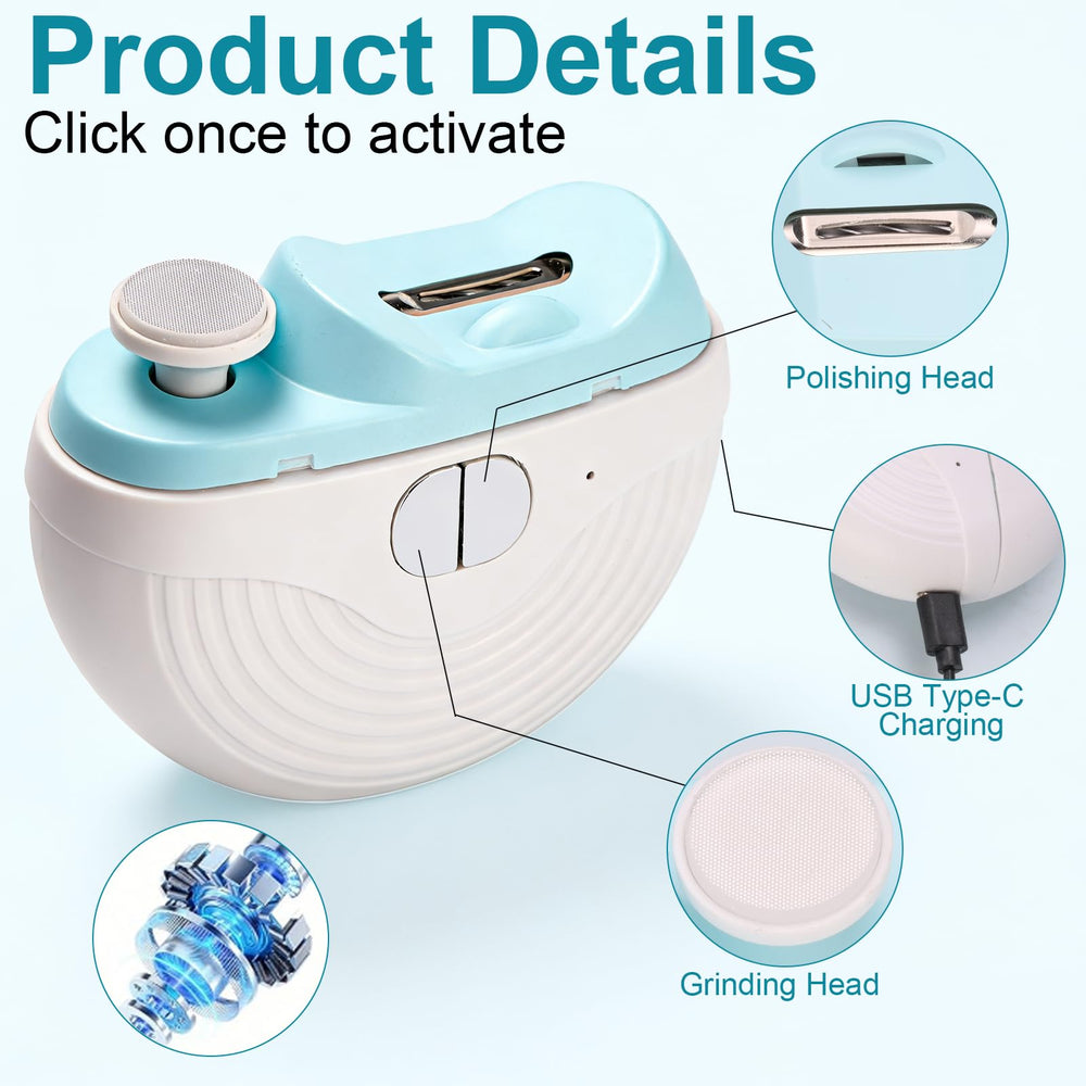 Automatic Nail Clipper with 2in1 grinding head for smoother nails in one pass.