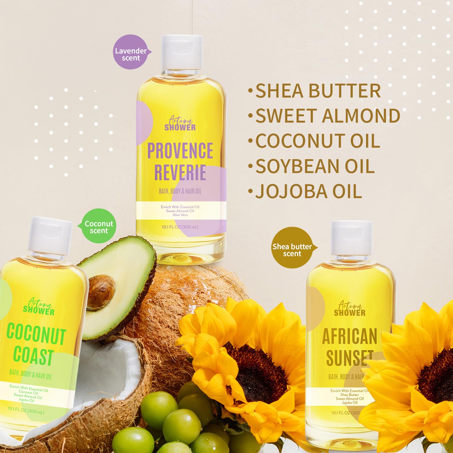 Autumn Shower huile bain lavande: note florale relaxante