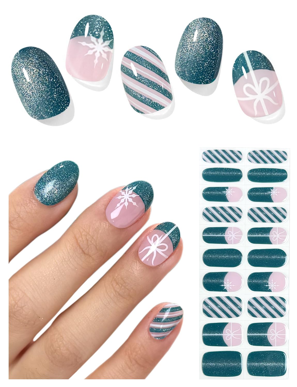 AutyaMee Green Cat Eye nail strips for salon-quality nails at home