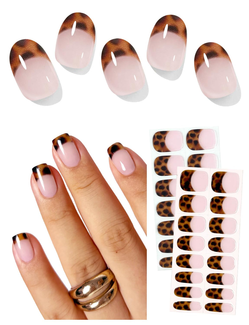 AutyaMee leopard French nail strips in box for easy home manicure