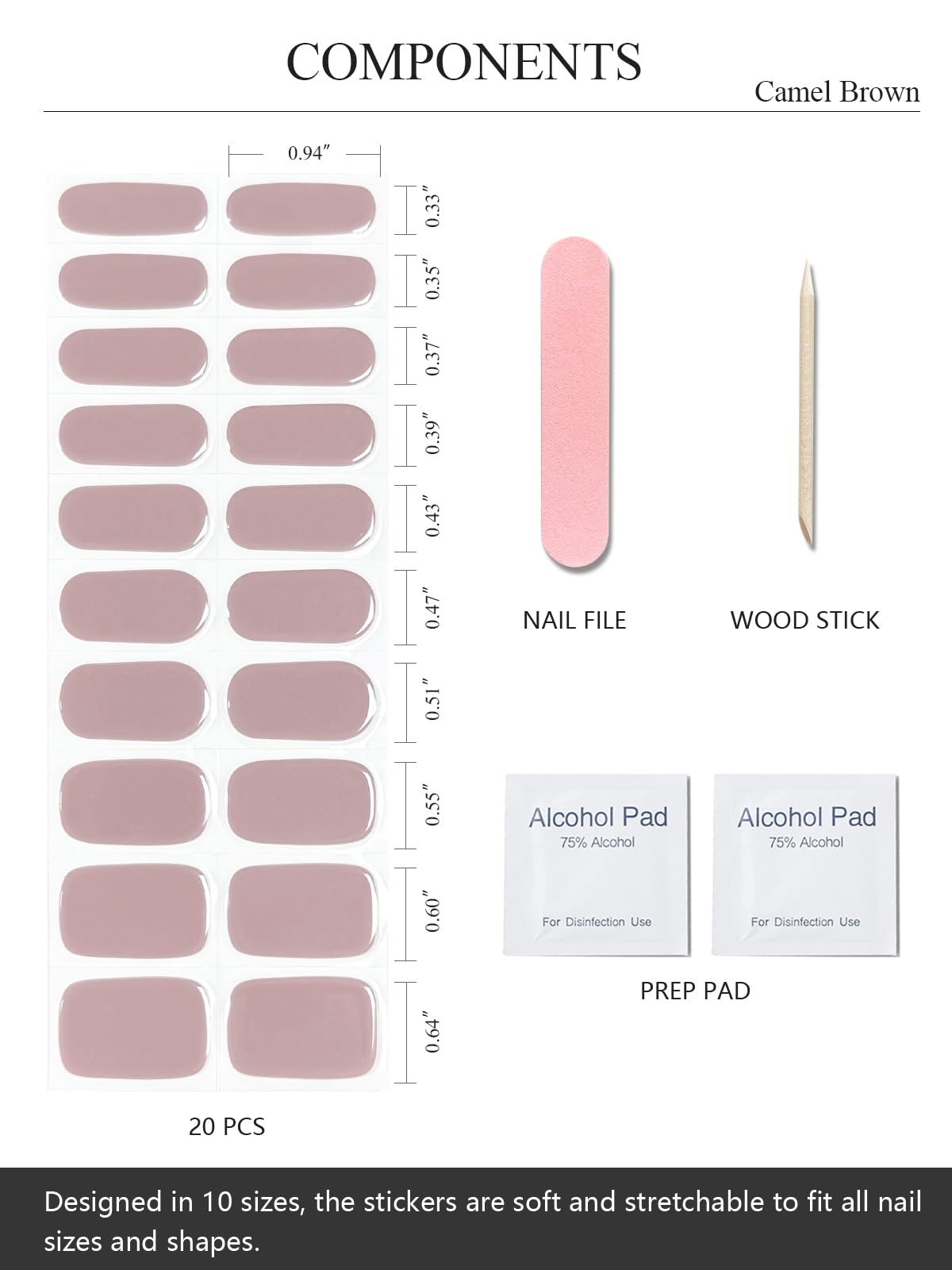 AutyaMee nail strip set with prep pads, file, and stick for easy prep