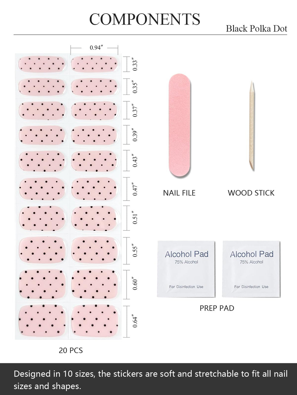 AutyaMee nail wraps set includes 20 pieces and practical tools