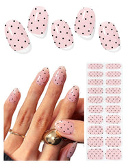 AutyaMee semi cured gel nail strips in black polka dot for at home salon quality