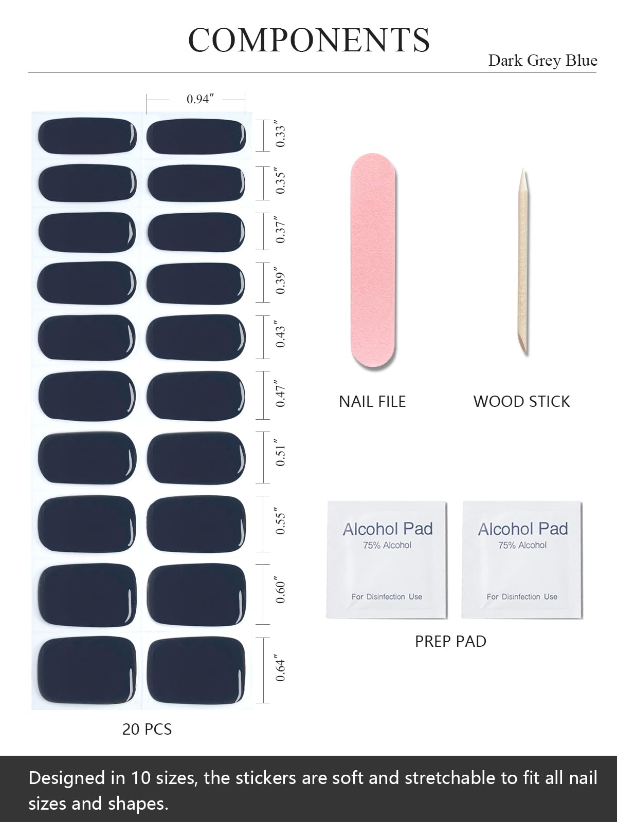 AutyaMee nail sticker set with prep pads and file for easy prep