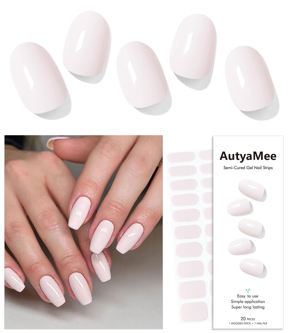 AutyaMee semi-cured gel nail strips soft and stretchy for easy application