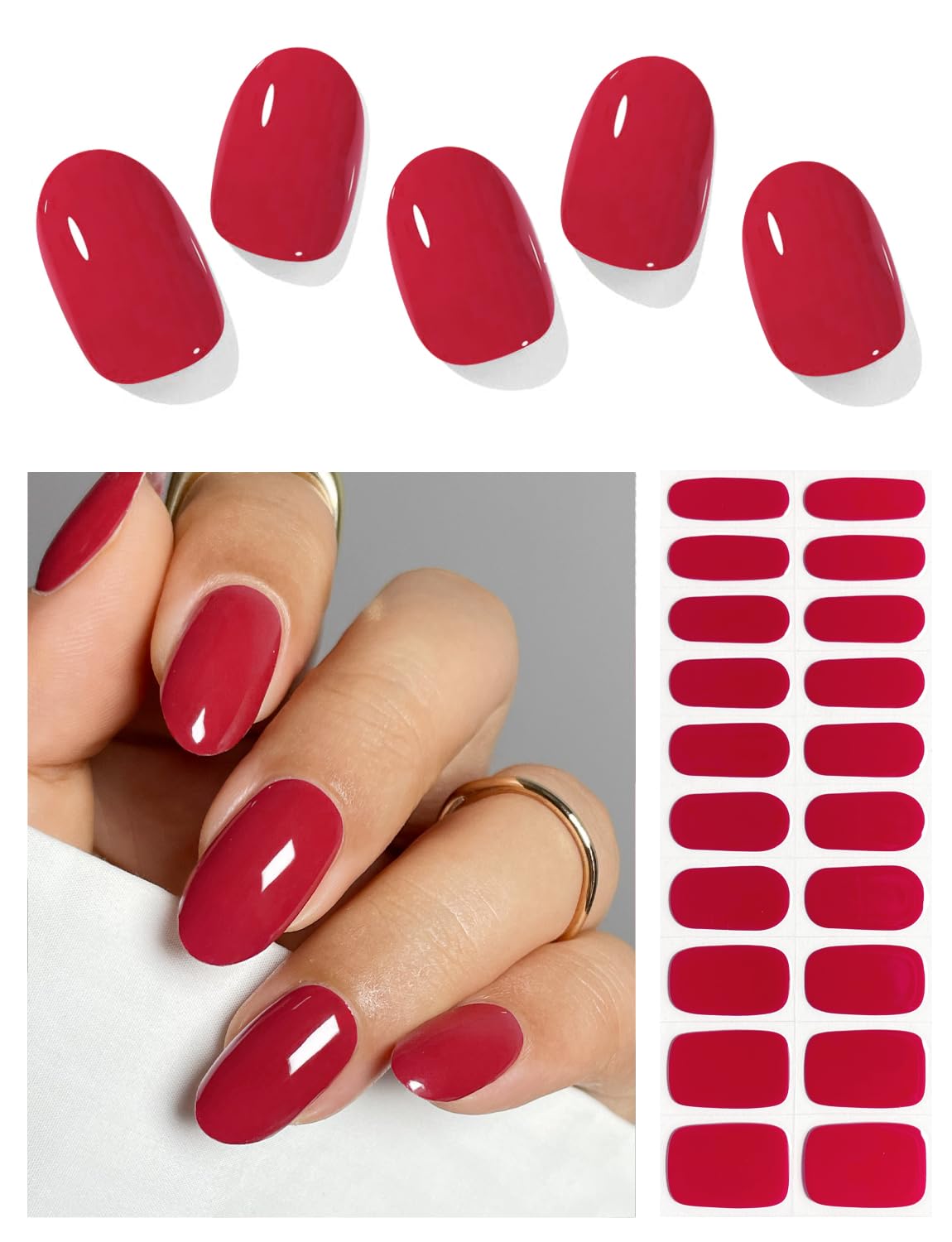 AutyaMee semi-cured nail strips box with 20 pieces for at-home salon-quality manicure
