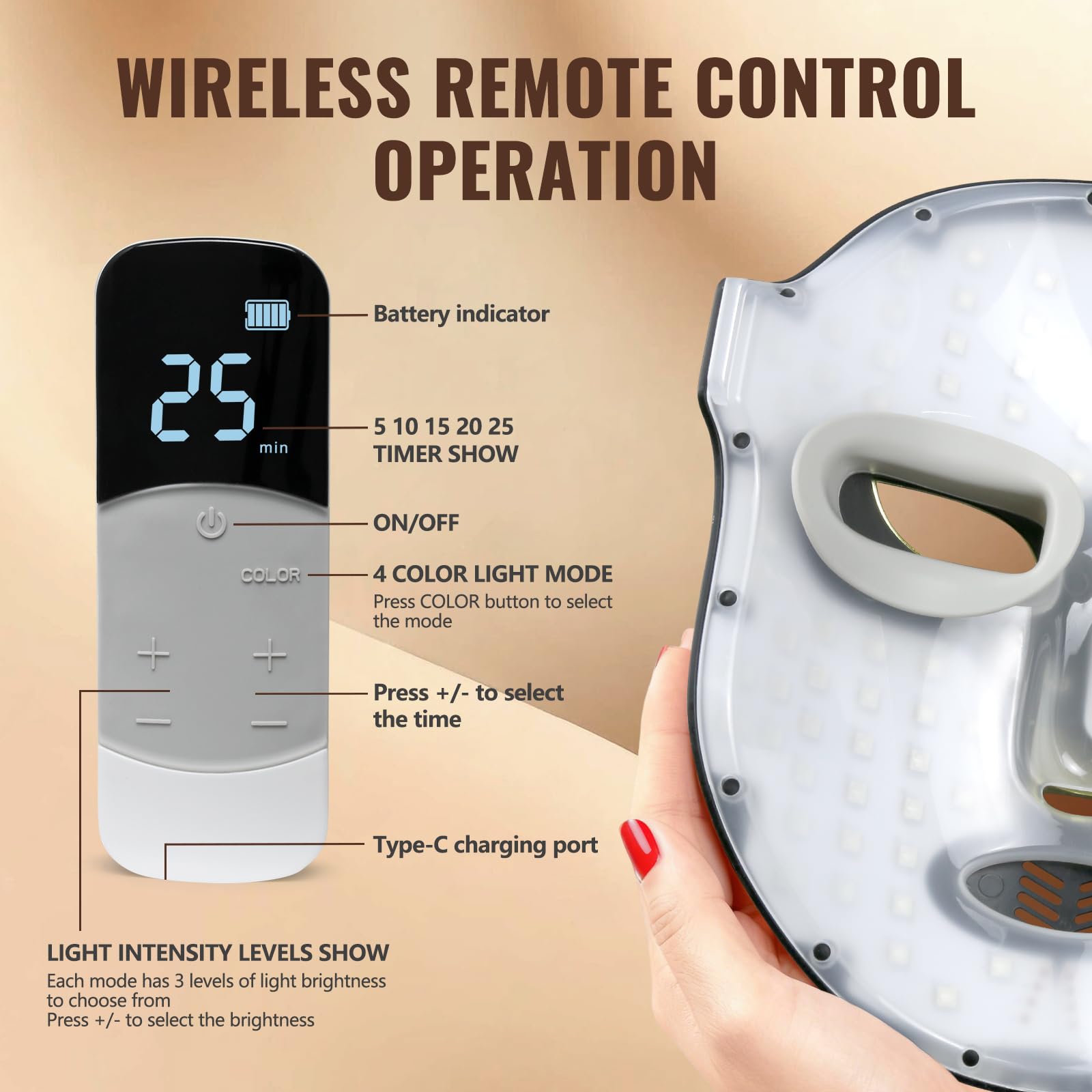 Auxoliev wireless remote control in use for easy session management.