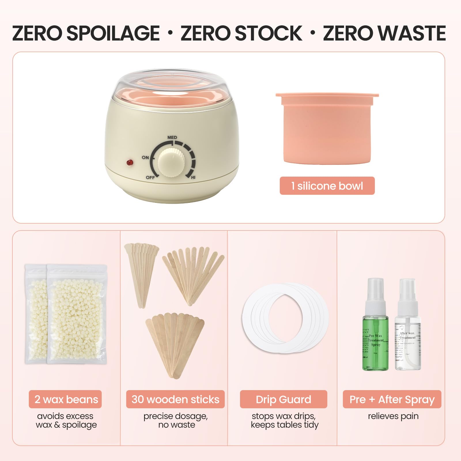 AUZEAL beginner starter kit includes essential tools for immediate waxing.