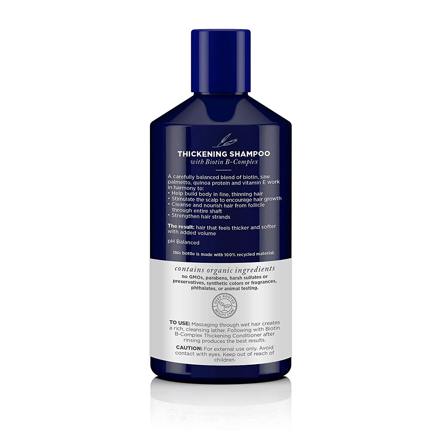 Avalon Organics Biotin B-Complex Thickening Shampoo dispensed-foam shot for easy dosing.