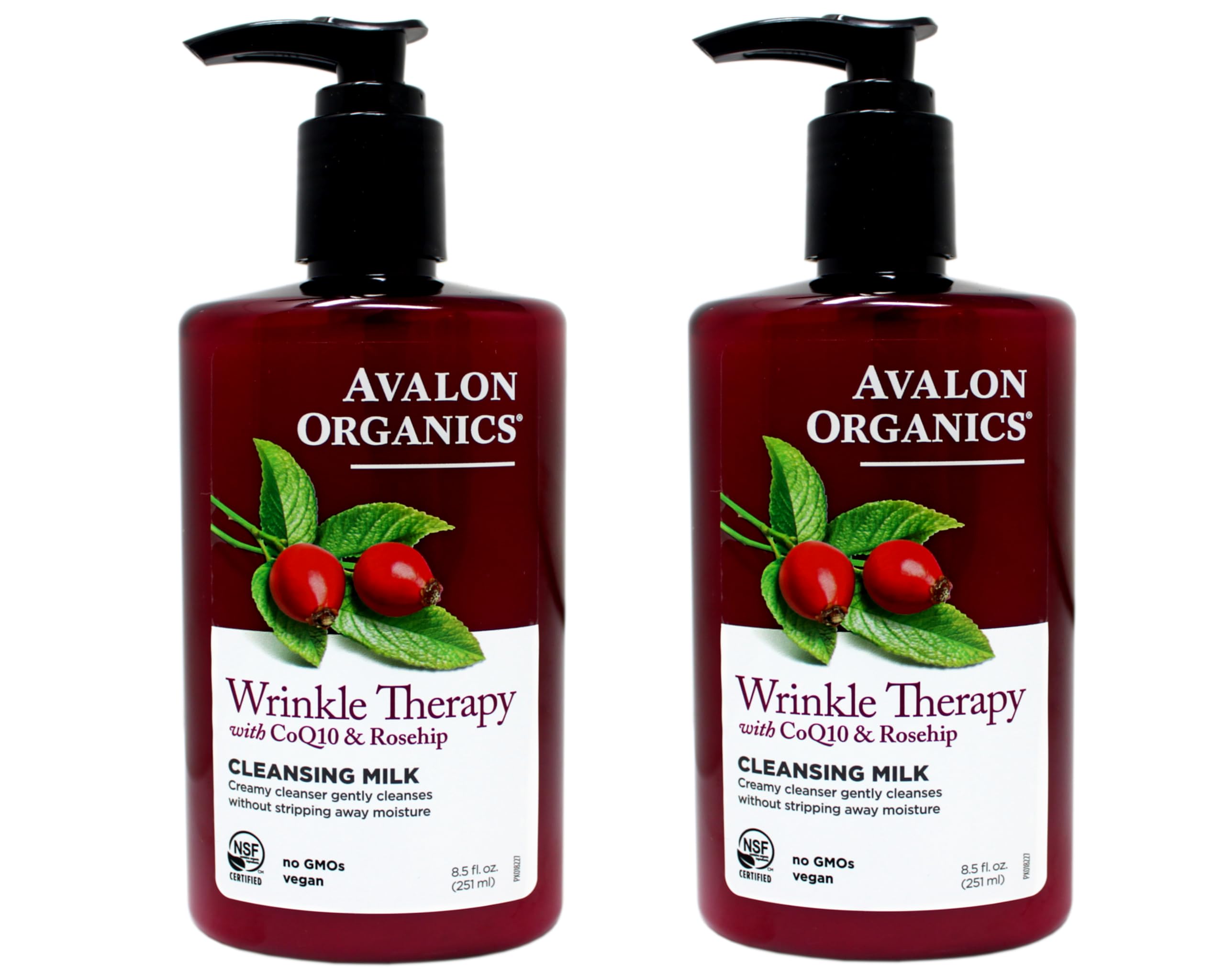 Avalon Organics CoQ10 facial cleansing milk bottle pour for gentle cleansing.