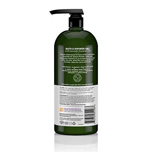 Avalon Organics Lavender gel being poured for a refreshing shower moment
