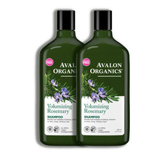 Avalon Organics pack of two rosemary shampoo bottles for daily use.
