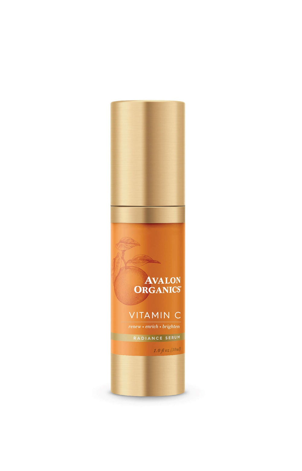 Avalon Organics Radiance Serum bottle with vitamin C glow for daily use.