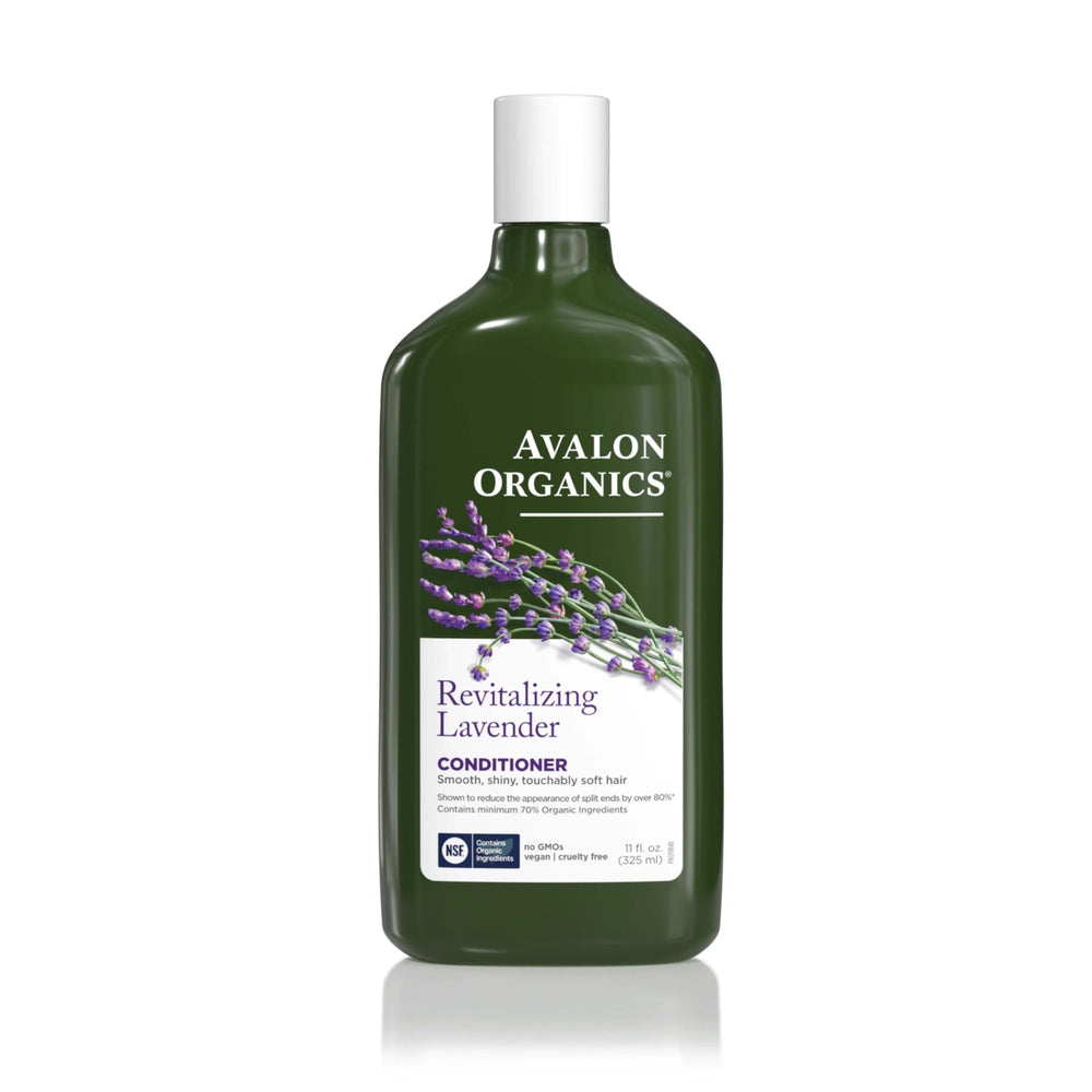 Avalon Organics Revitalizing Lavender Conditioner bottle for smoother, shinier hair.