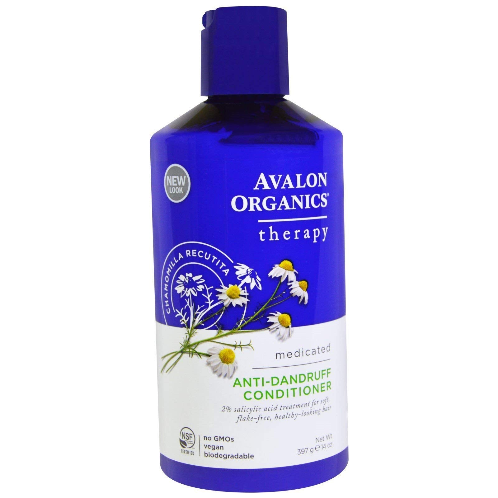 2% salicylic acid label highlights targeted flakes and hair appearance support.