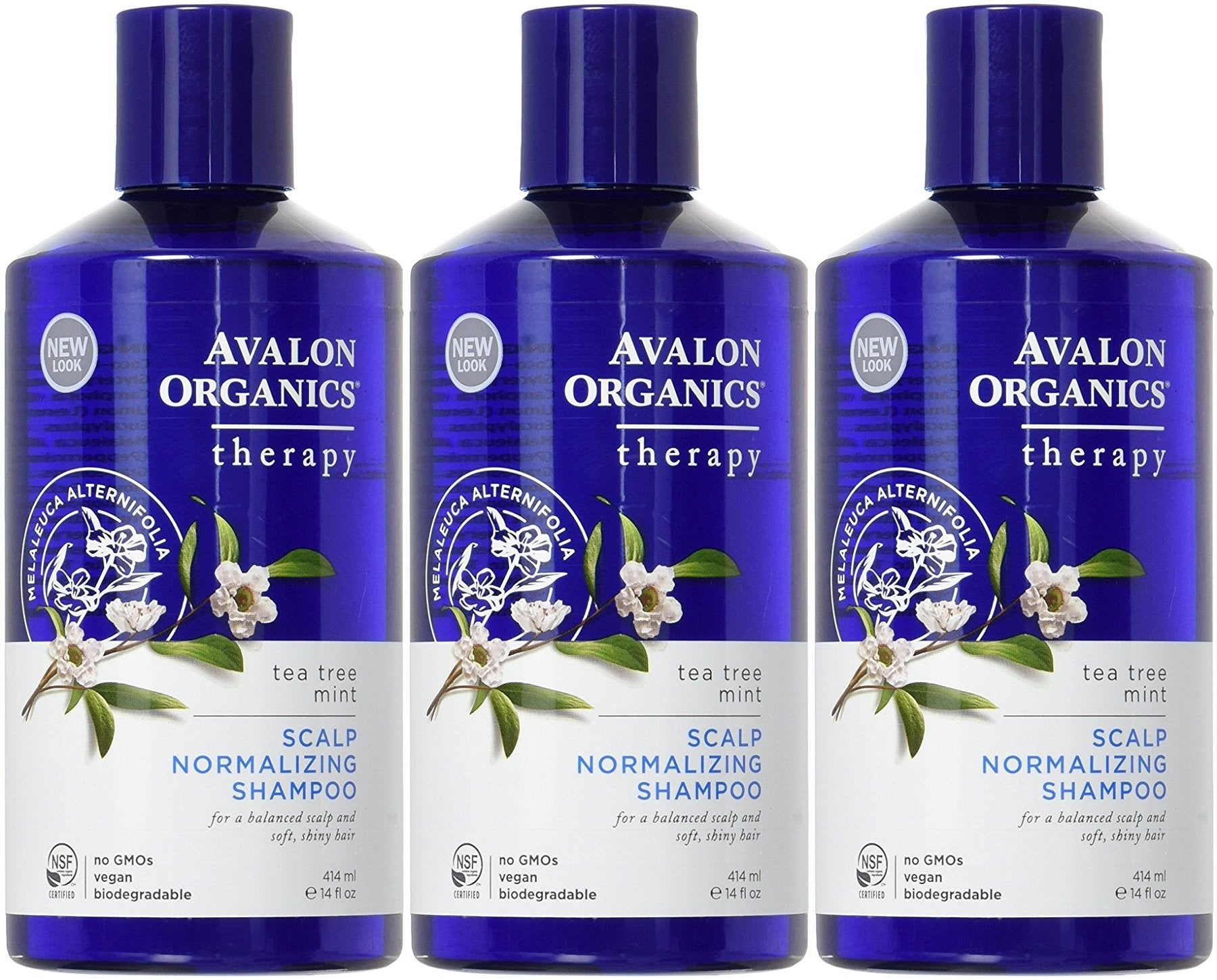 Avalon Organics Tea Tree Mint Therapy shampoo bottle for refreshed scalp and hydrated hair