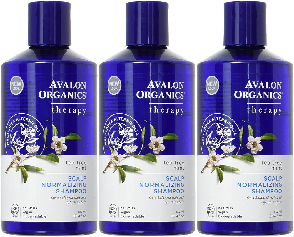 Avalon Organics Tea Tree Mint Therapy shampoo bottle for refreshed scalp and hydrated hair
