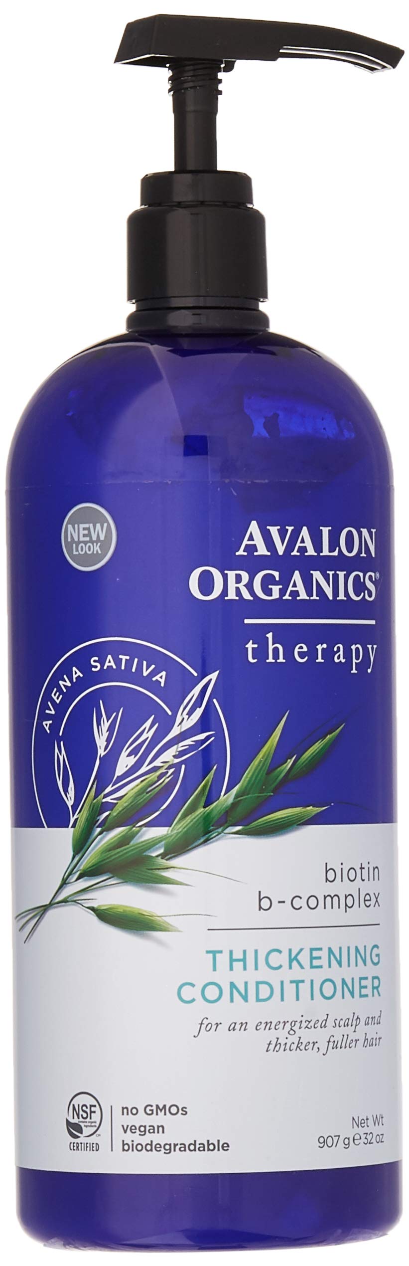 Avalon Organics Thickening Conditioner bottle front view boosts fullness.