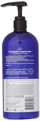 Avalon Organics Thickening Conditioner bottle label closeup highlights botanicals and biotin benefits.