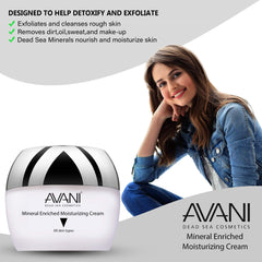 Avani jar displayed with Dead Sea minerals for nourished skin