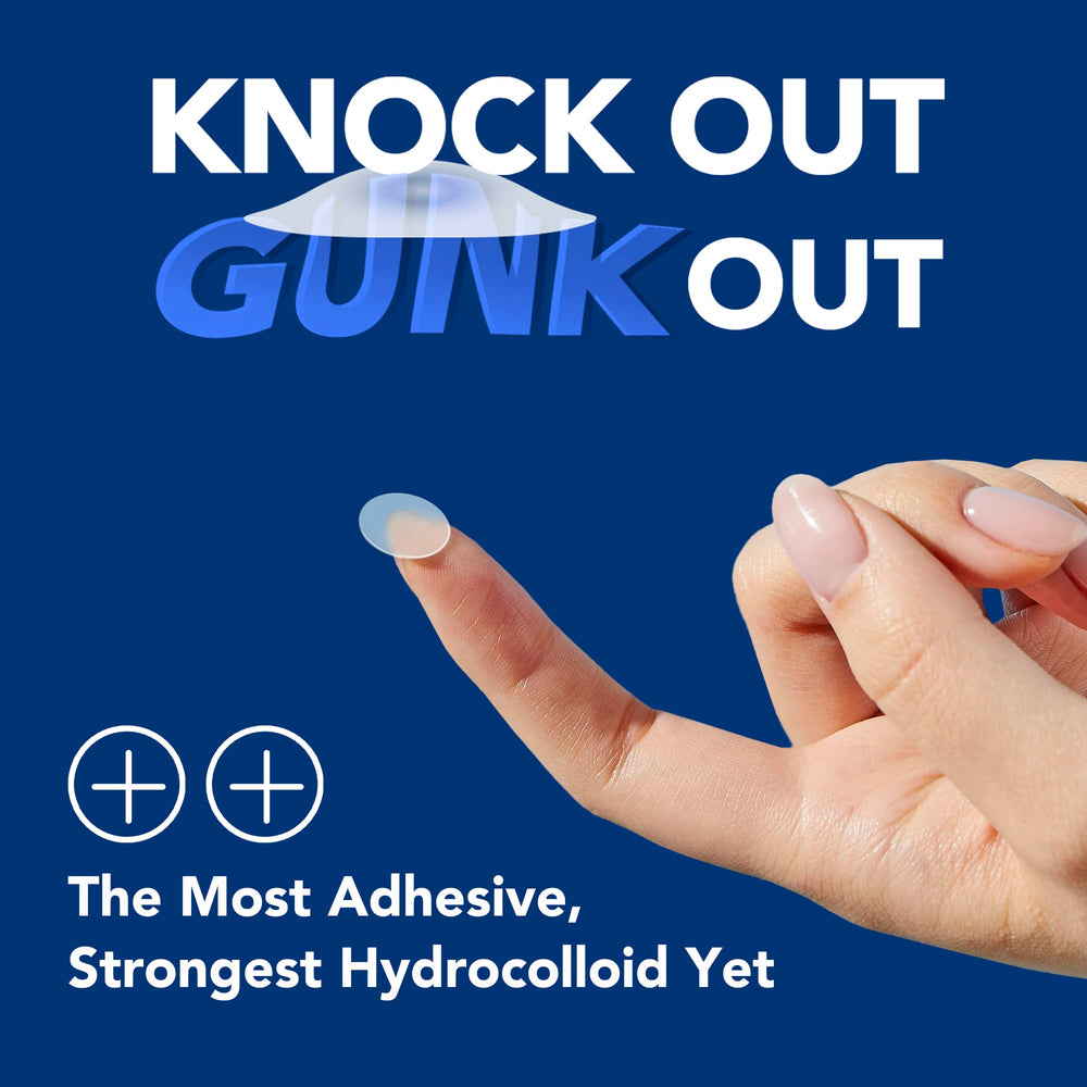 AVARELLE Gunk Out patch on face closeup highlighting invisible coverage for daytime wear.