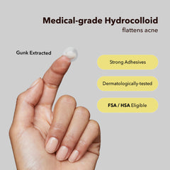 AVARELLE hydrocolloid blemish patch close-up showing thin breathable wear on skin.