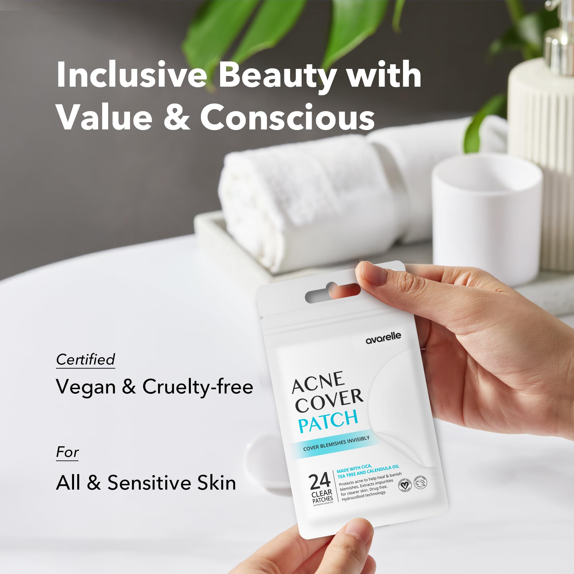 AVARELLE vegan cruelty-free badge signals ethical skincare choice