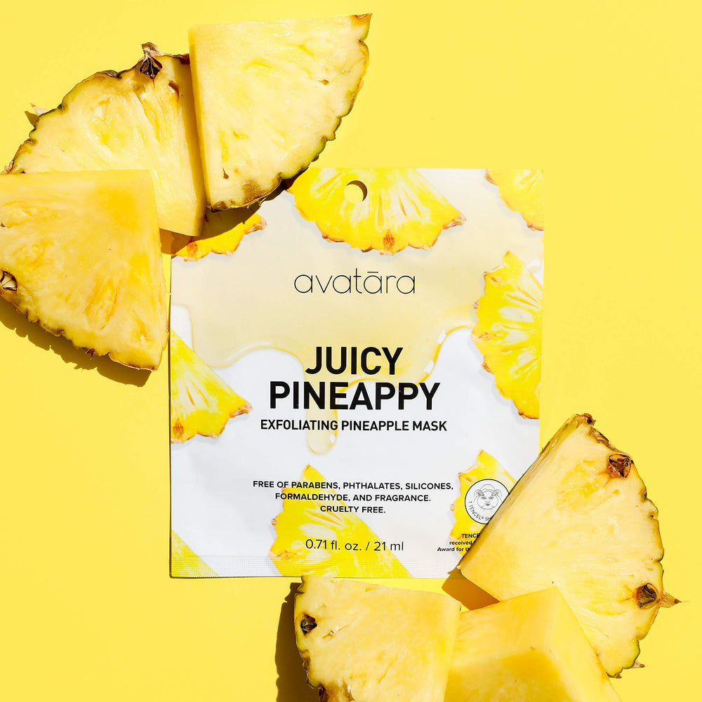 Avatara Juicy Pineappy cooling sensation mask provides refreshing relief and a bright complexion.